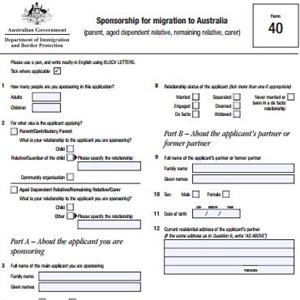 表格40-澳大利亚移民担保人申请表