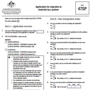 47SP表-澳大利亚合作伙伴移民申请表（300/309/100类）
