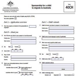表40ch-儿童移民澳大利亚担保表