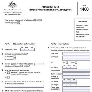 澳大利亚表1400-临时工作签证