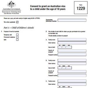 1229表-澳大利亚签证同意书
